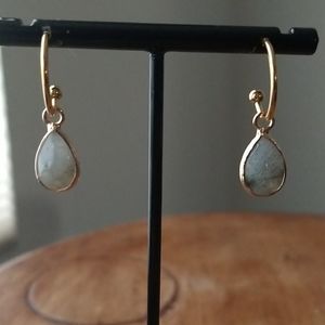 Labradorite Dangle gold Hoop Earrings